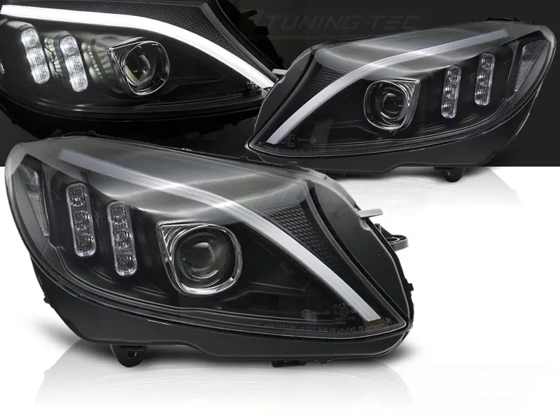Headlights Mercedes C W205 14-18 Tube LED Black