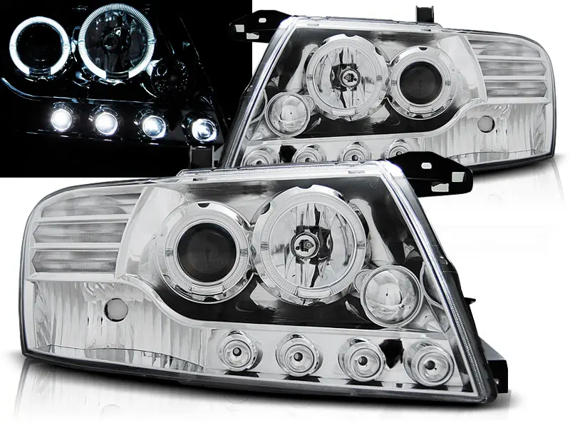 Headlights Mitsubishi Pajero V60 01-06 Angel Eyes Chrome