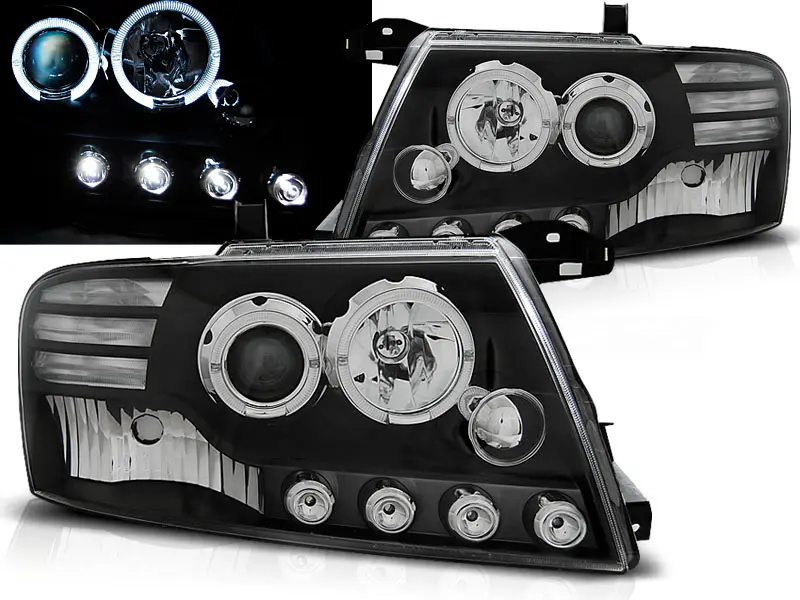 Headlights Mitsubishi Pajero V60 01-06 Angel Eyes Black