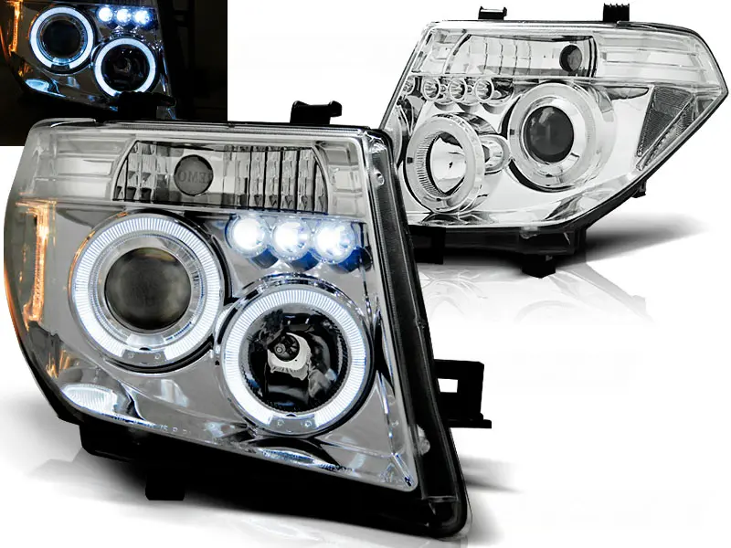 Headlights Nissan Navara D40 Pathfinder Angel Eyes Chrome