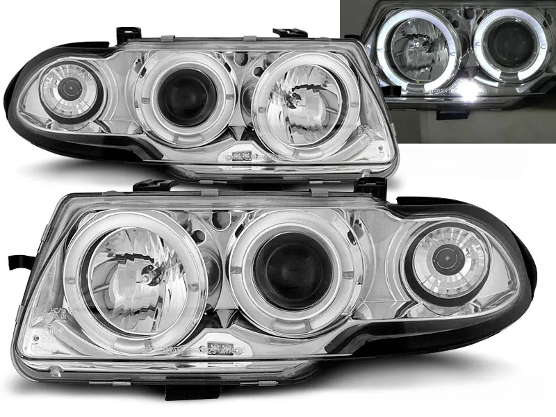Headlights Opel Astra F 94-97 Angel Eyes Chrome