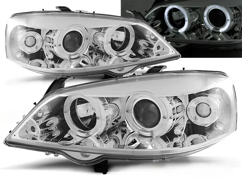 Headlights Opel Astra G 97-04 Angel Eyes Chrome