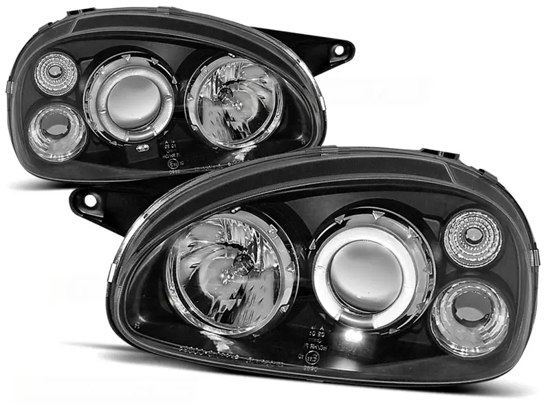 Headlights Opel Corsa B 93-00 Angel Eyes Black