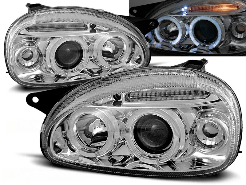 Headlights Opel Corsa B 93-00 Angel Eyes Chrome