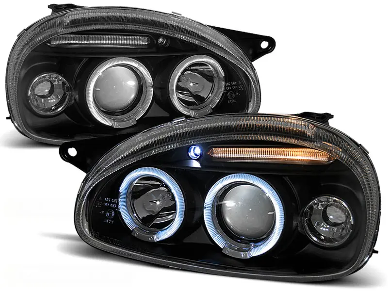 Headlights Opel Corsa B 93-00 Angel Eyes Black