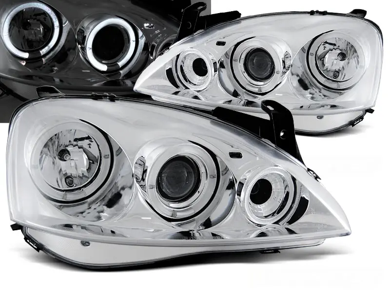Headlights Opel Corsa C 00-06 Angel Eyes Chrome