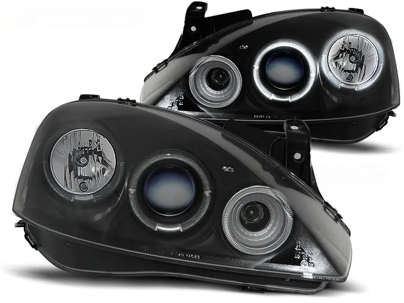 Headlights Opel Corsa C 00-06 Angel Eyes Black