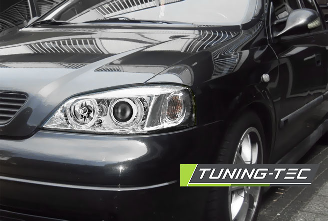 Headlights Opel Astra G 97-04 Depo Angel Eyes Chrome – náhľad 2