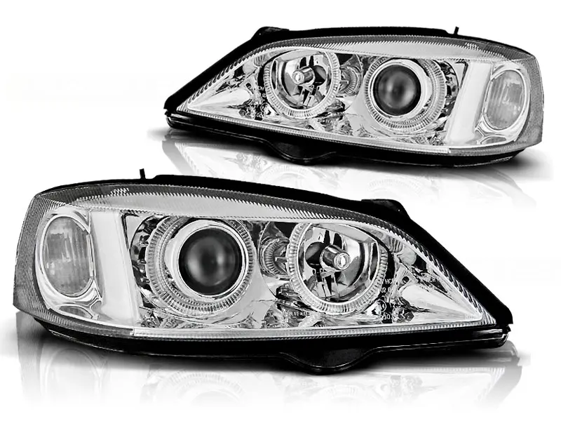 Headlights Opel Astra G 97-04 Depo Angel Eyes Chrome