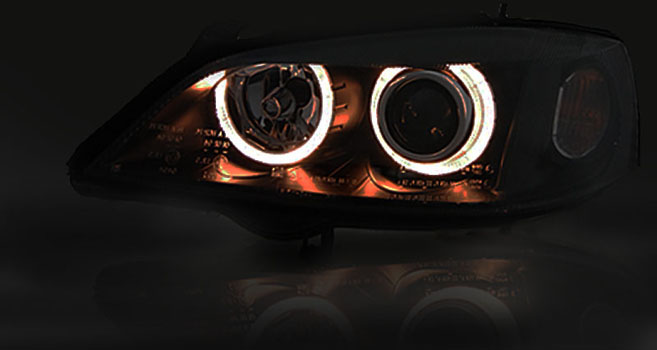 Headlights Opel Astra G 97-04 Depo Angel Eyes Black – náhľad 3