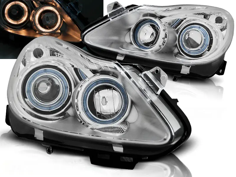 Headlights Opel Corsa D 06-11 Depo Angel Eyes Chrome