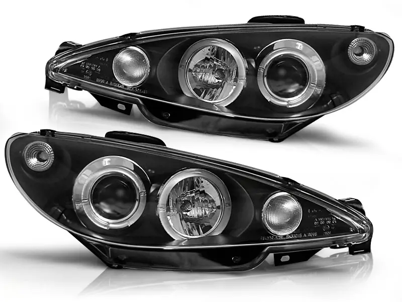 Headlights Peugeot 206 99-02 Angel Eyes Black