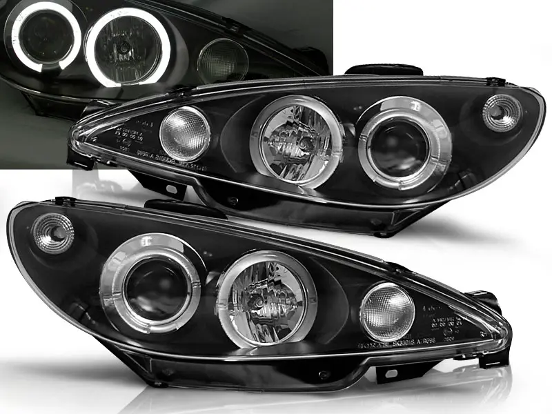 Headlights Peugeot 206 02-08 Angel Eyes Black