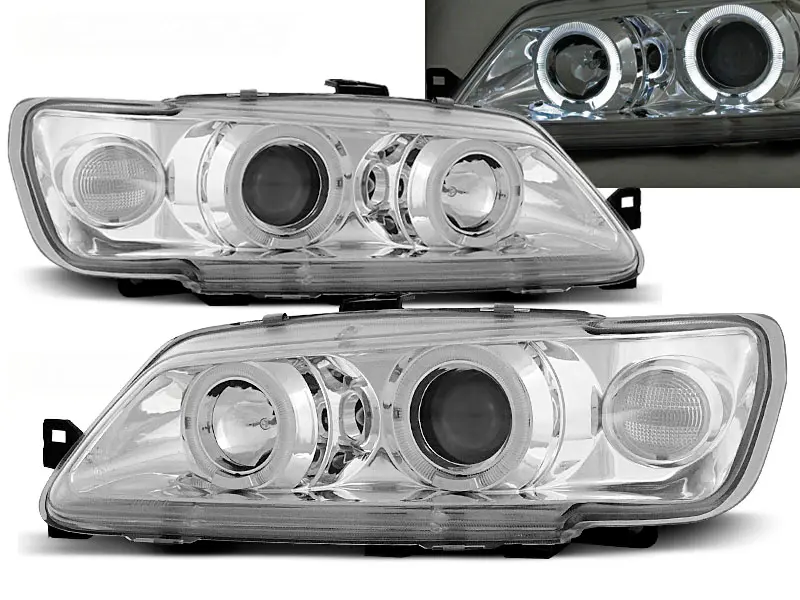 Headlights Peugeot 306 93-97 Angel Eyes Chrome