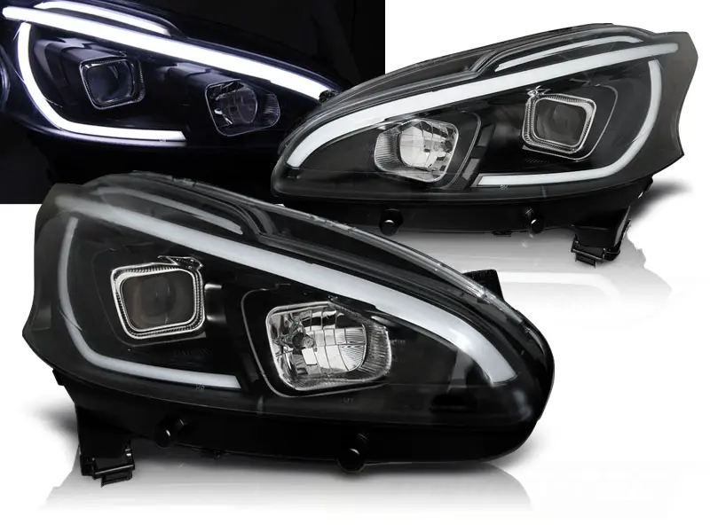 Headlights Peugeot 208 12-15 Tube Light Black