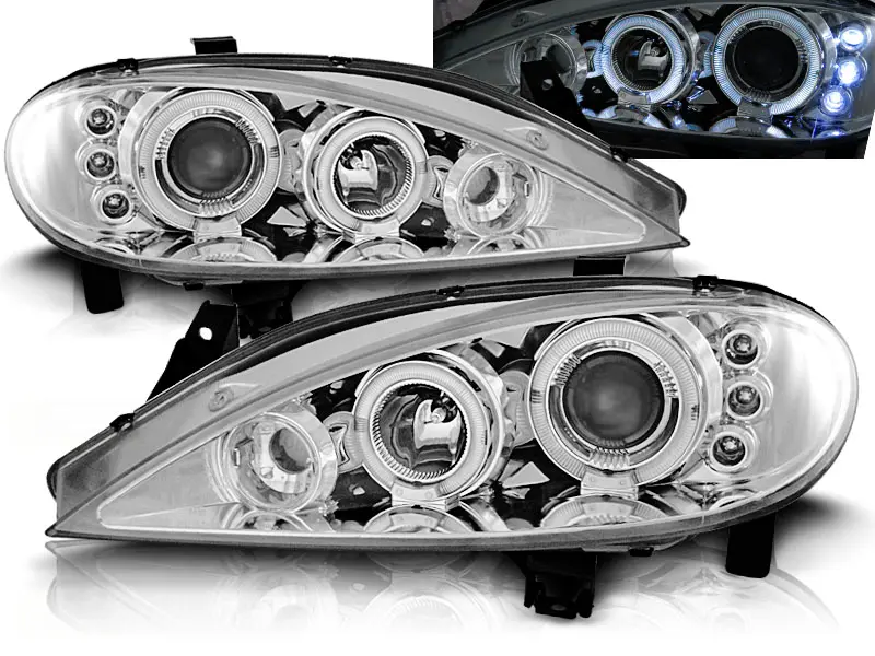 Headlights Renault Megane 99-02 Angel Eyes Chrome