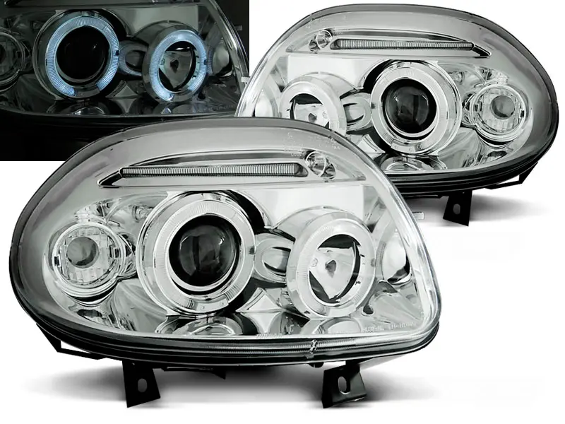 Headlights Renault Clio 98-01 Angel Eyes Chrome