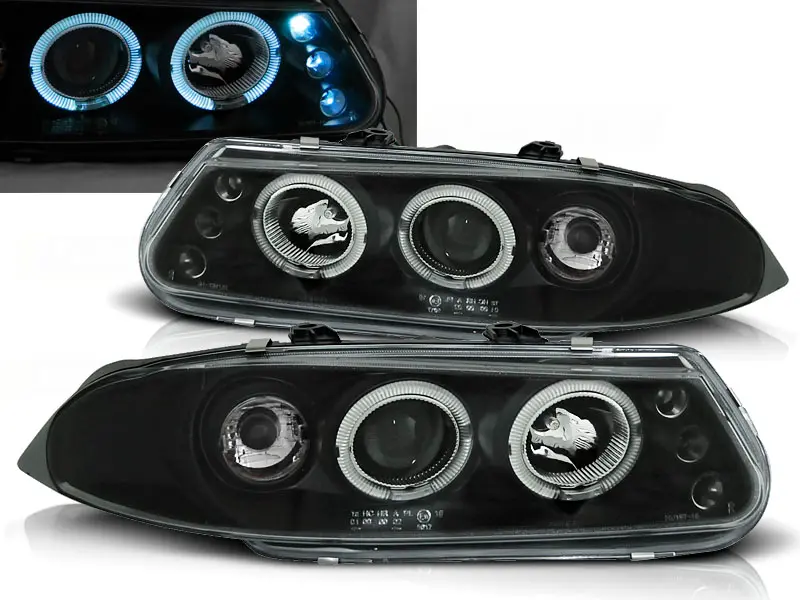 Headlights Rover 200 95-00 Angel Eyes Black