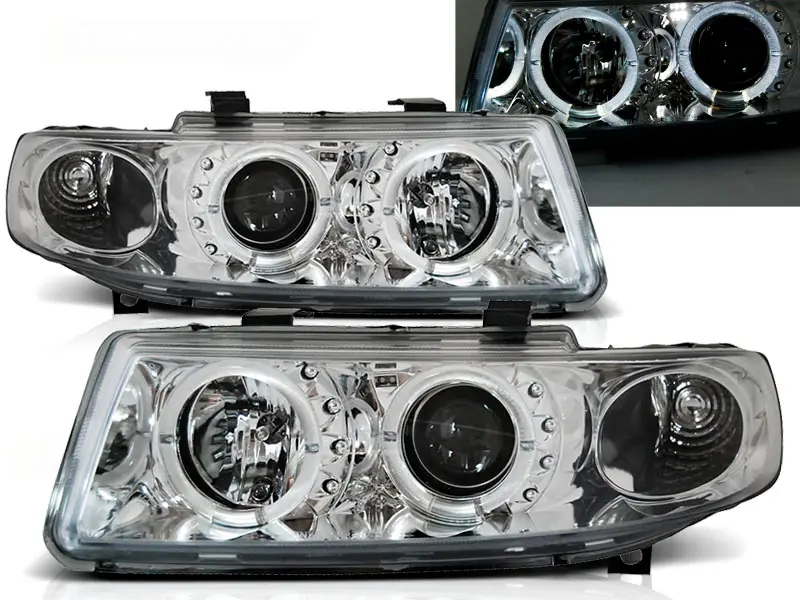 Headlights Seat Toledo Leon 99-04 Angel Eyes Chrome