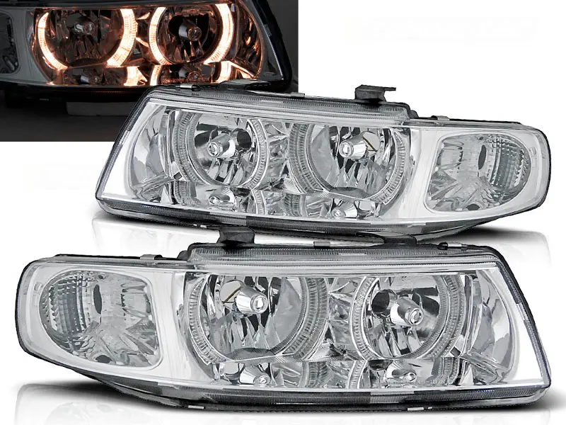 Headlights Seat Leon/Toledo 99-04 Angel Eyes Chrome