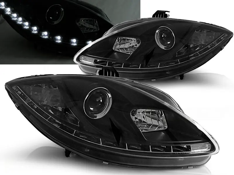 Headlights Seat Leon 09-13 with Daytime Running Lights Devil Eyes Black