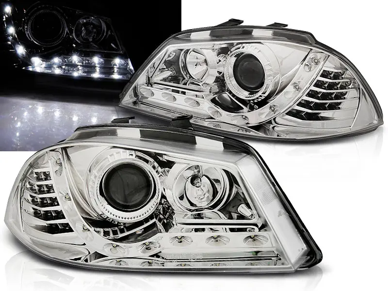 Headlights Seat Ibiza 02-08 Dayline Chrome