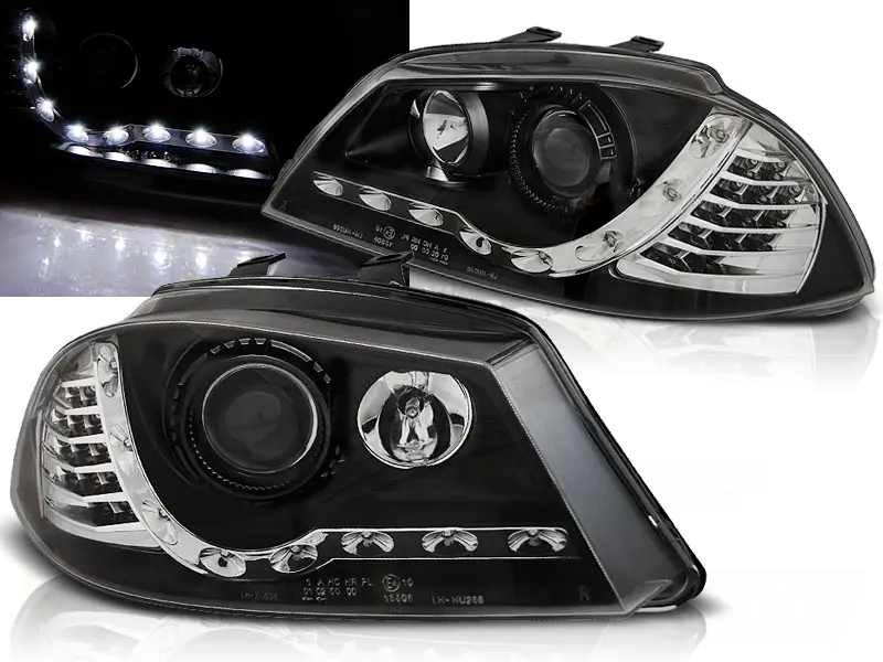 Headlights Seat Ibiza 02-08 Dayline Black