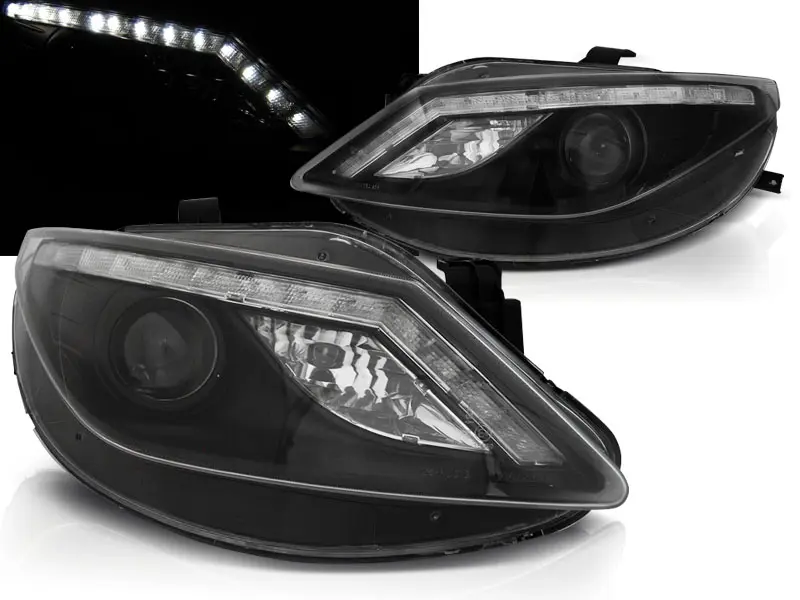 Headlights Seat Ibiza 6J 08-12 Dayline Black
