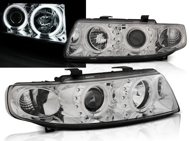 Headlights Seat Toledo Leon 99-04 CCFL Angel Eyes Chrome