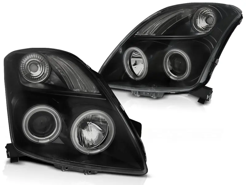 Headlights Suzuki Swift 05-10 CCFL Angel Eyes Black