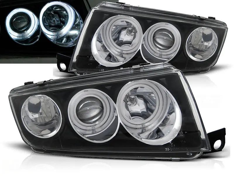 Headlights Škoda Fabia 99-08 Angel Eyes Black