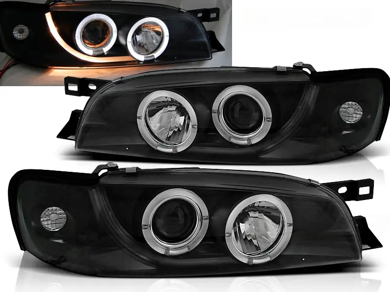 Headlights Subaru Impreza 93-00 Angel Eyes Black