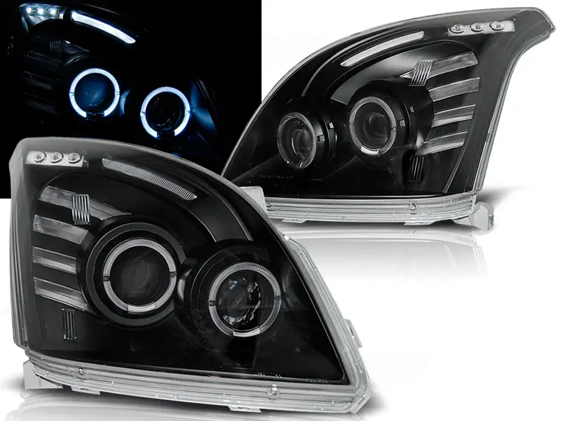 Predné svetlá Toyota Land Cruiser 120 03-09 Angel Eyes Black