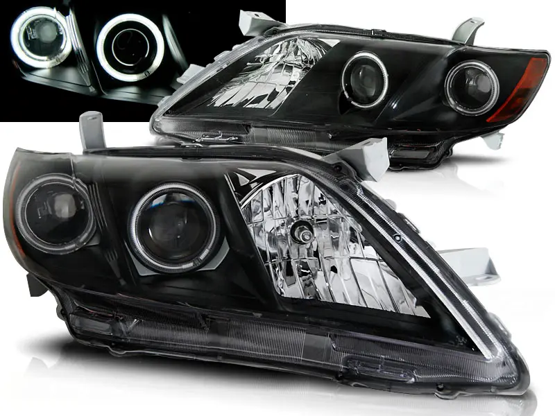 Headlights Toyota Camry 6 XV40 06-09 Angel Eyes Black