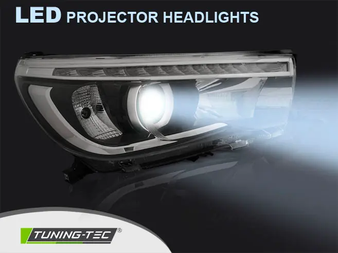 Headlights Toyota Hilux 16-20 Projector LED Black – náhľad 2
