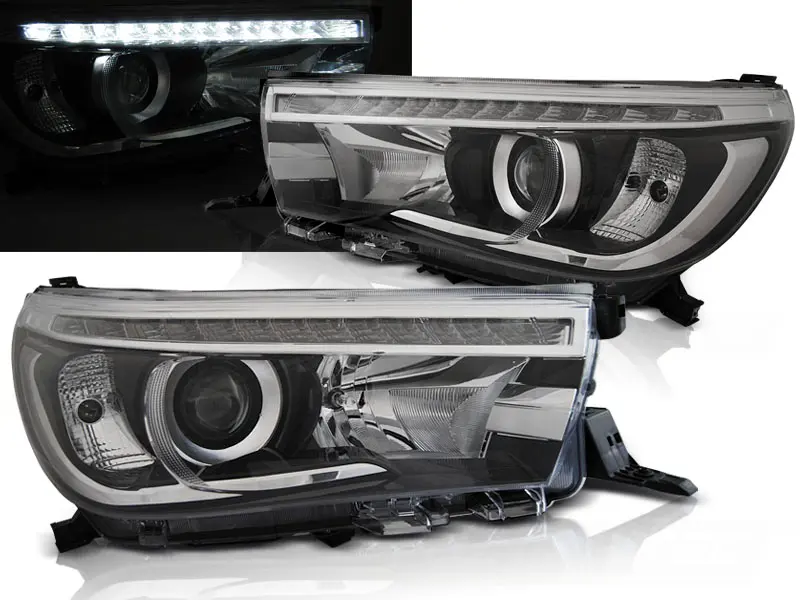 Headlights Toyota Hilux 16-20 Projector LED Black