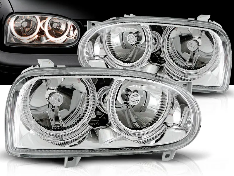 Predné svetlá VW Golf 3 FK Angel Eyes Chrome