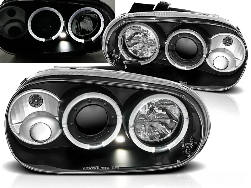 Headlights VW Golf 4 Angel Eyes Black