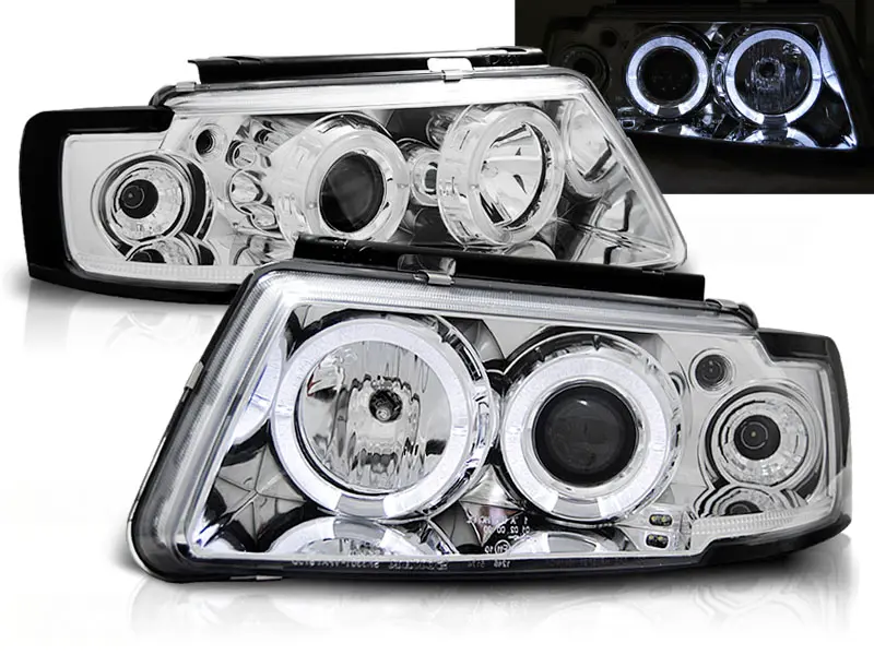 Headlights VW Passat B5 96-00 Angel Eyes Chrome