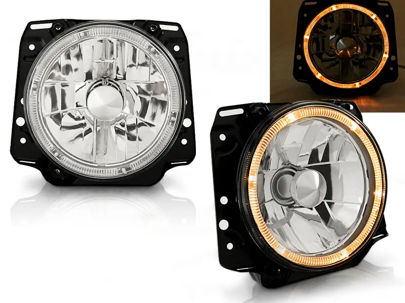 Headlights VW Golf 2 83-91 Angel Eyes Chrome