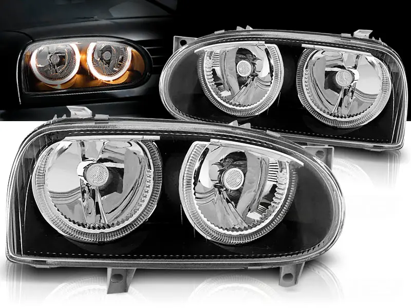 Predné svetlá VW Golf 3 FK Angel Eyes Black