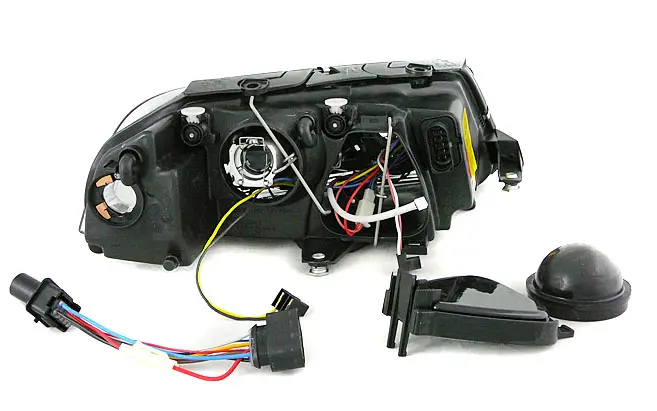 Headlights VW Passat B5 3BG 00-05 Angel Eyes Black – náhľad 4