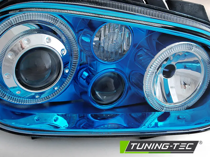Predné svetlá VW Golf 4 97-03 Angel Eyes Blue – náhľad 2