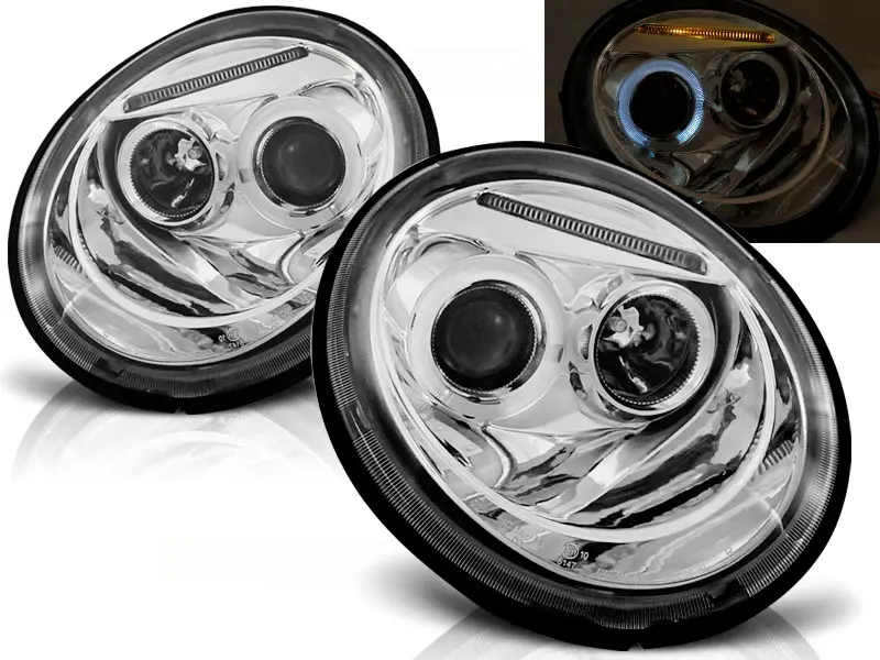 Predné svetlá VW New Beetle 98-05 Angel Eyes Chrome