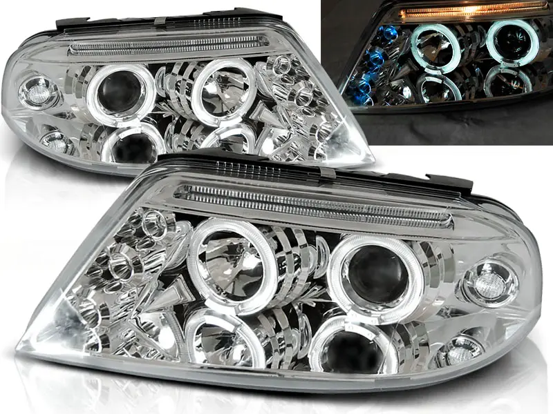 Headlights VW Passat B5 3BG Angel Eyes Chrome