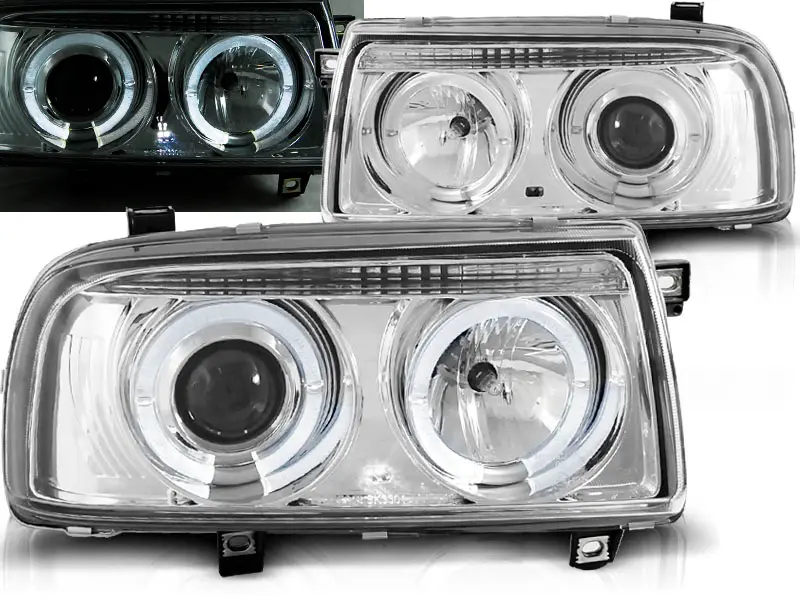 Headlights VW Vento 92-98 Angel Eyes Chrome