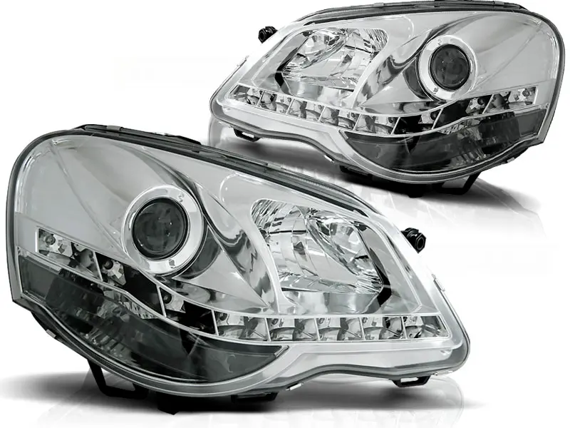 Headlights VW Polo 9N3 05-09 Devil Eyes Chrome