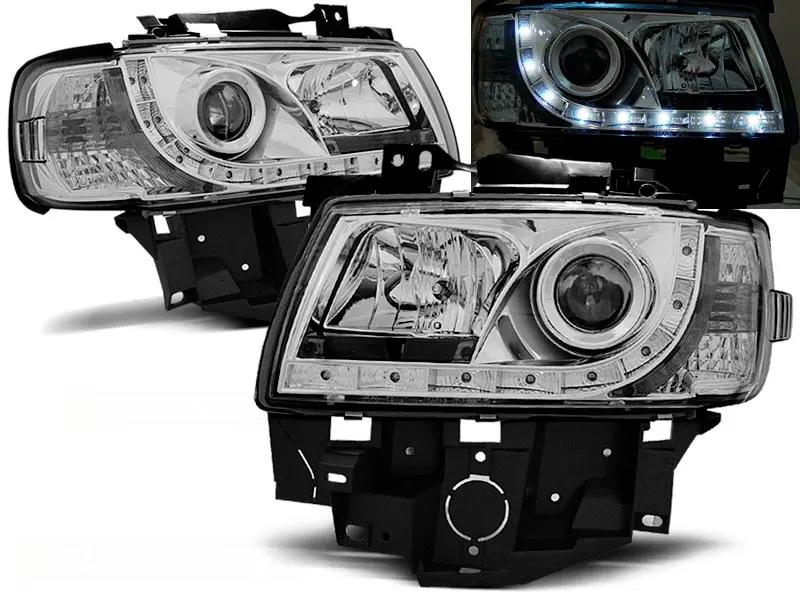 Headlights VW T4 96-03 Devil Eyes Chrome