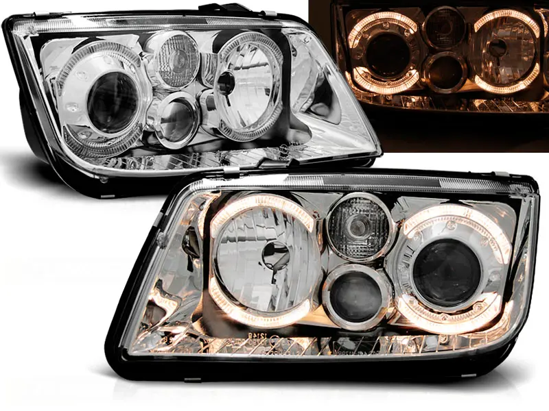 Headlights VW Bora FK Angel Eyes Chrome