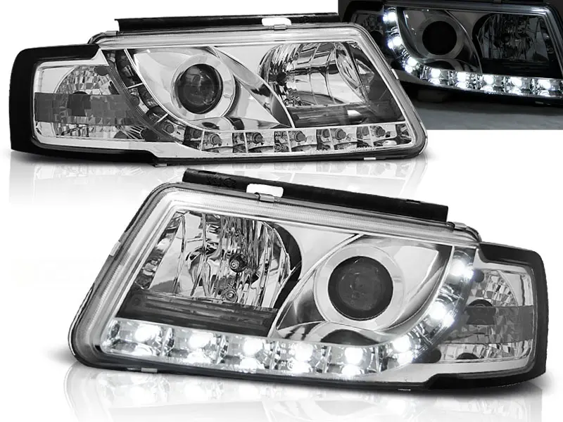 Headlights VW Passat B5 3B DRL Devil Eyes Chrome